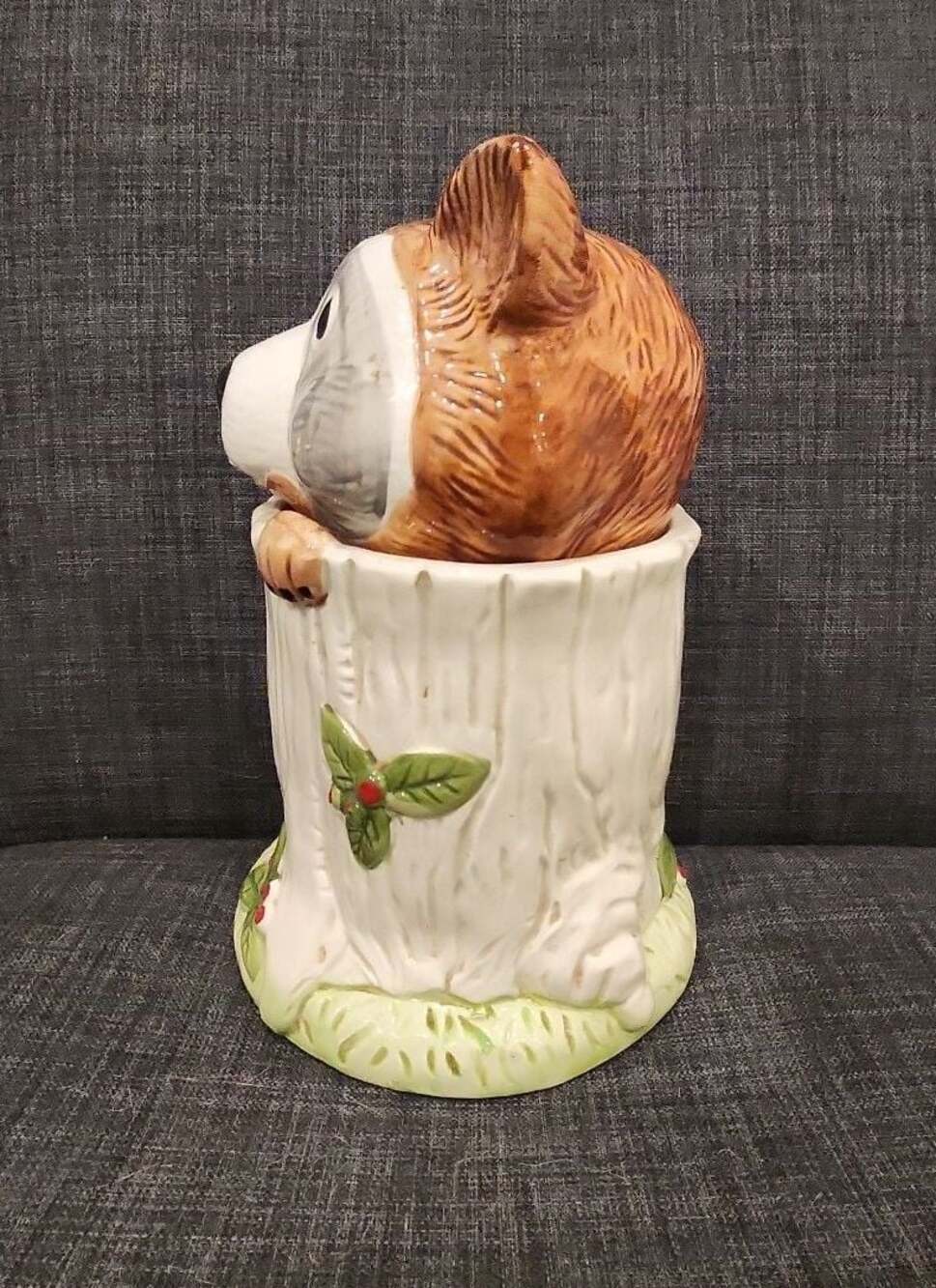 Vintage Ceramic Raccoon in Tree Stump Cookie Jar - Picture 4 of 8